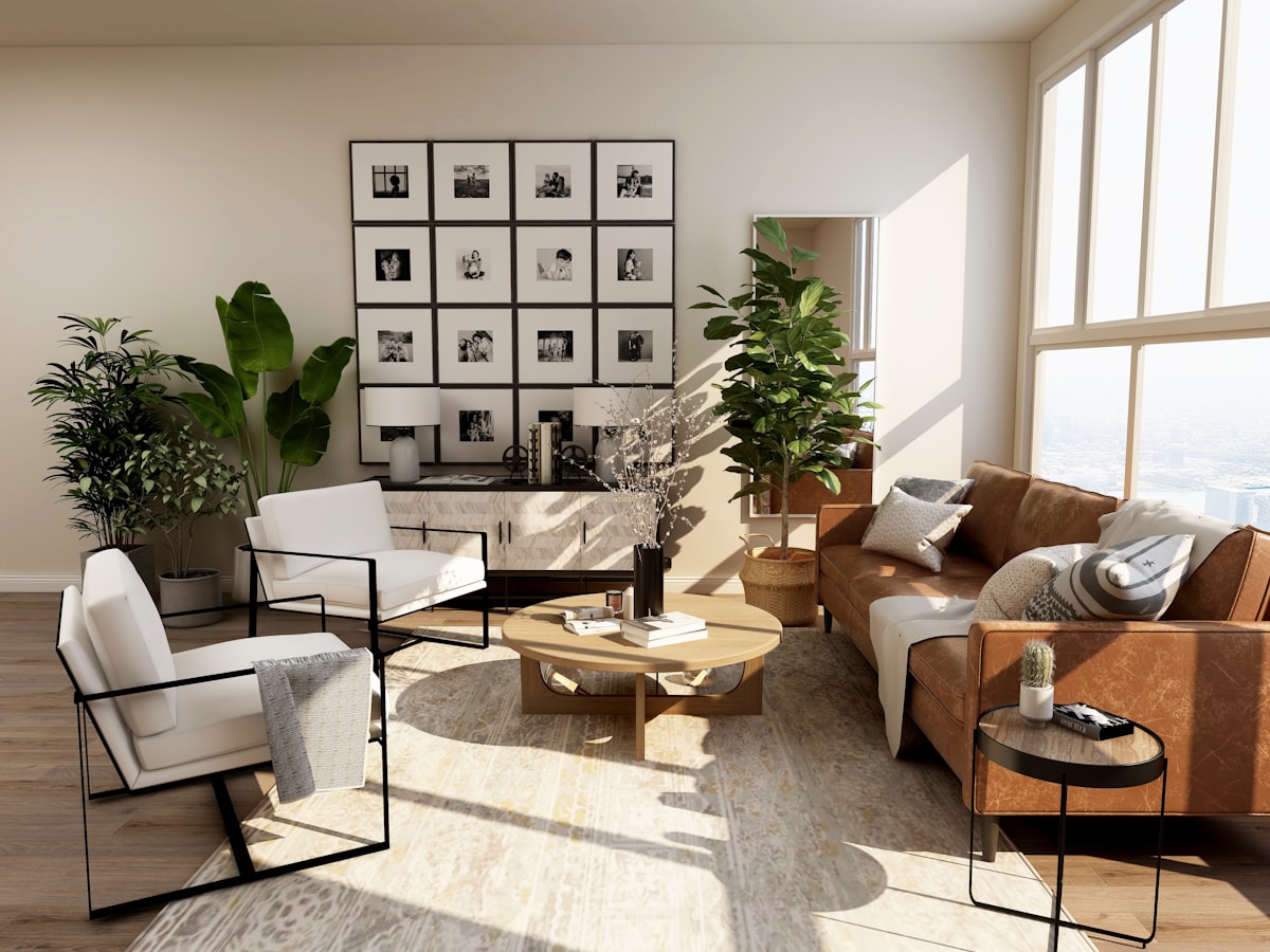 Living moderno y luminoso de una casa